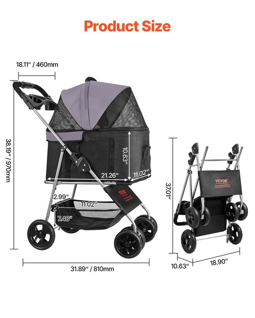 Pet Stroller, 35 lbs Weight Capacity, Foldable Dog Stroller Cart, 4