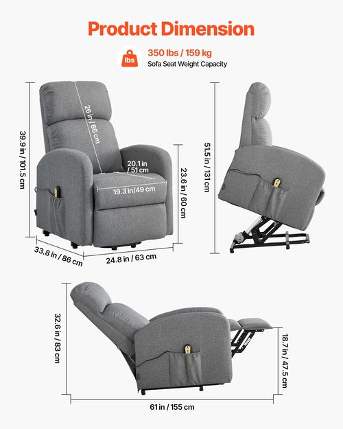 Power Lift Recliner Chair, Electric Lift Chair for Elderly, Infinite