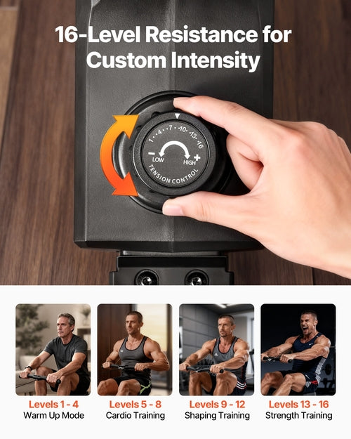 Magnetic Rowing Machine,16-Level Quiet Resistance Adjustable, Foldable