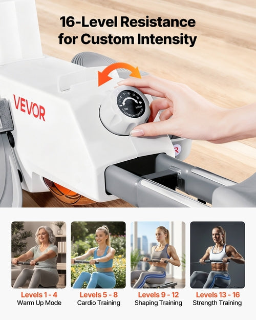 Magnetic Rowing Machine,16-Level Quiet Resistance Adjustable, Foldable