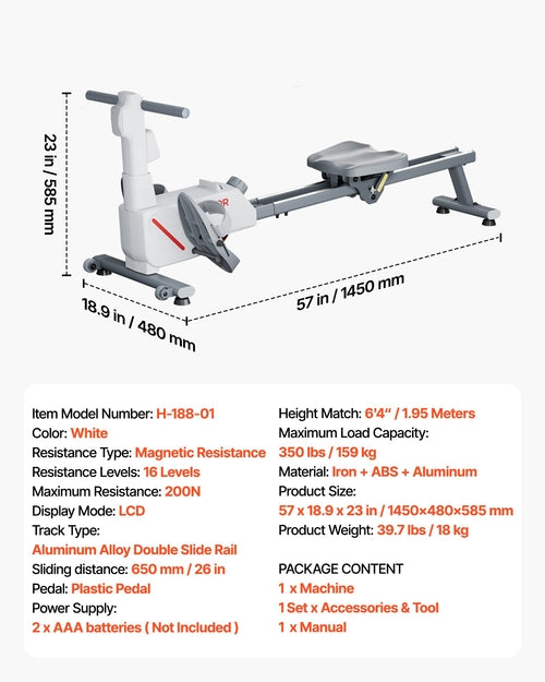 Magnetic Rowing Machine,16-Level Quiet Resistance Adjustable, Foldable