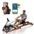 Water Rowing Machine, 6-Level Quiet Resistance, Wooden Foldable Rower