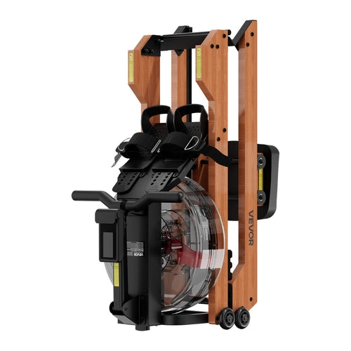 Water Rowing Machine, 6-Level Quiet Resistance, Wooden Foldable Rower