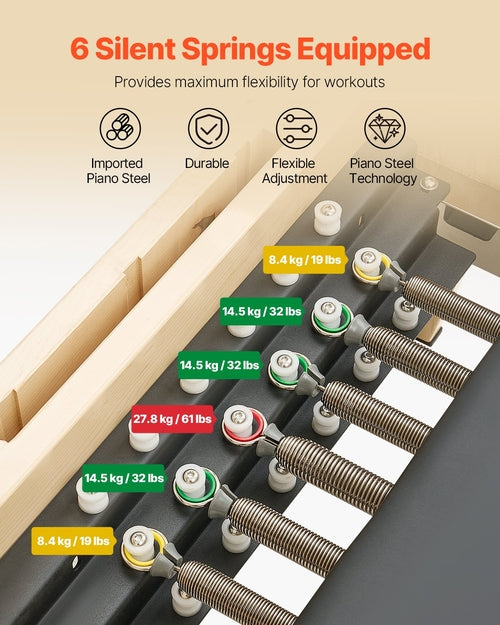 Pilates Reformer Machine, Wooden Pilates Workout Equipment for Home
