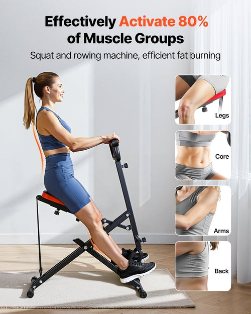 Squat Machine, Deep Squat Rowing Machine for Home, Easy Setup &