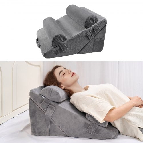 Wedge Pillow for Sleeping, 4 Pcs Adjustable Orthopedic Bed Wedge Set,