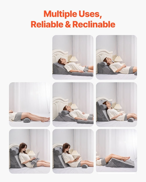 Wedge Pillow for Sleeping, 4 Pcs Adjustable Orthopedic Bed Wedge Set,
