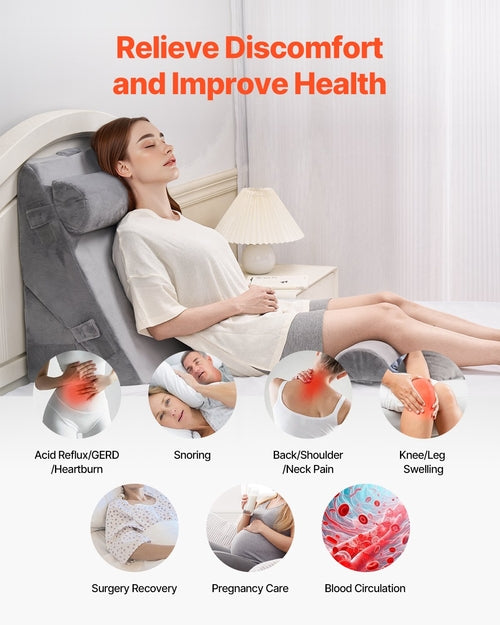 Wedge Pillow for Sleeping, 4 Pcs Adjustable Orthopedic Bed Wedge Set,