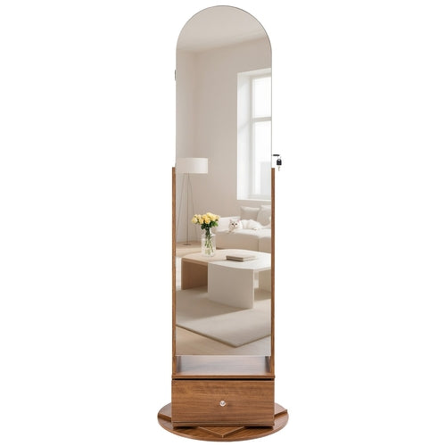 360° Swivel Jewelry Cabinet, 1655 mm Tall, Full-Length Mirror with