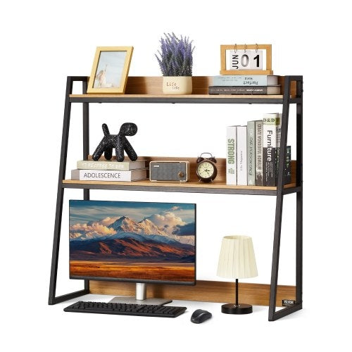 Desktop Bookshelf, 2-Tier Desktop Storage Organizer, 37.4 x 12.6 x