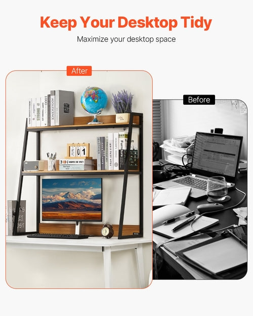 Desktop Bookshelf, 2-Tier Desktop Storage Organizer, 37.4 x 12.6 x