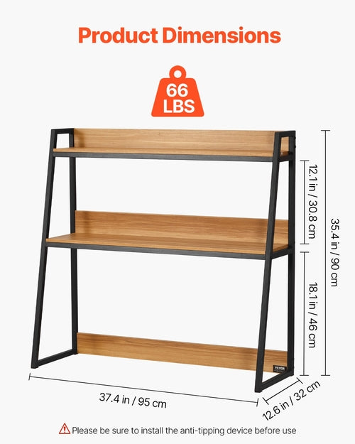 Desktop Bookshelf, 2-Tier Desktop Storage Organizer, 37.4 x 12.6 x