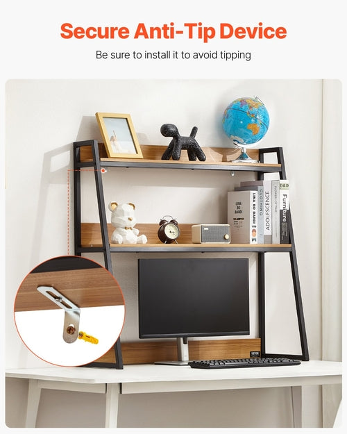 Desktop Bookshelf, 2-Tier Desktop Storage Organizer, 37.4 x 12.6 x