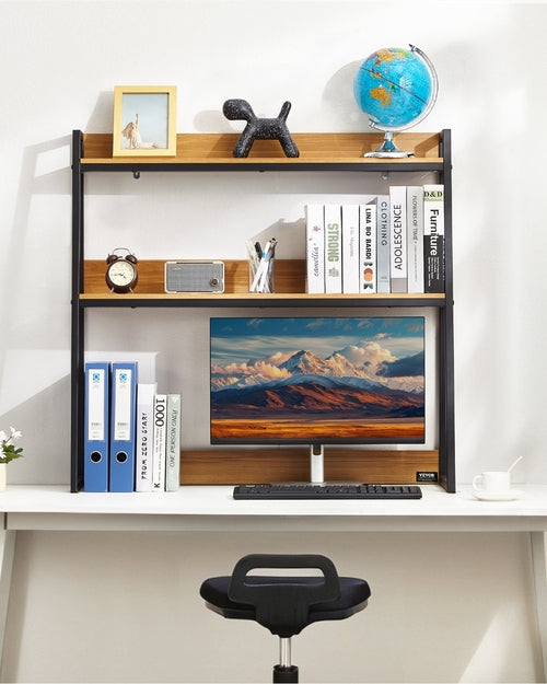 Desktop Bookshelf, 2-Tier Desktop Storage Organizer, 37.4 x 12.6 x