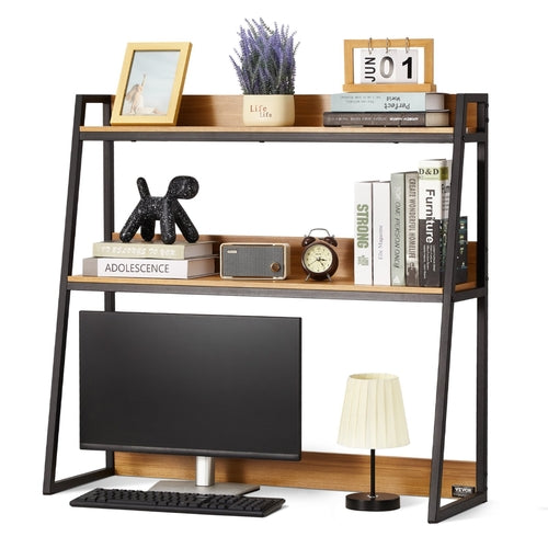 Desktop Bookshelf, 2-Tier Desktop Storage Organizer, 37.4 x 12.6 x
